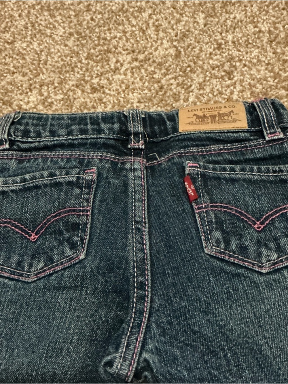 Infants  Levi’s Wash Jeans with Pink Stitching